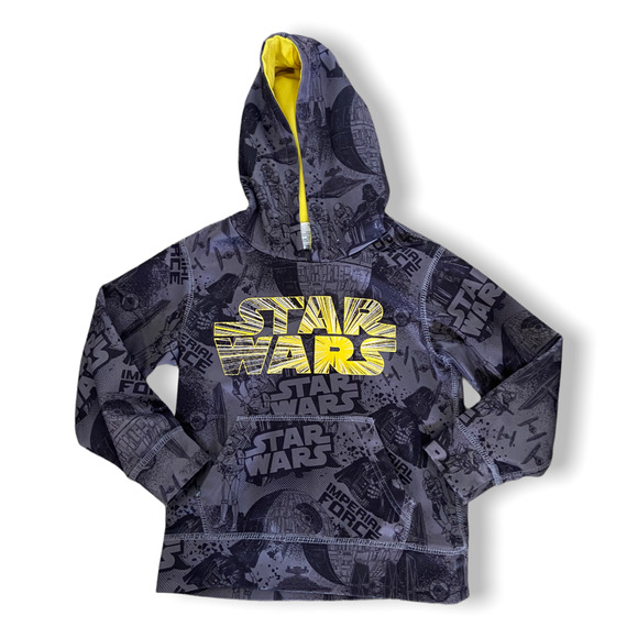 Star Wars Boys Hoodie S 6 7 Black Death Star Darth Vader Tie Fighters Gray - Picture 1 of 9